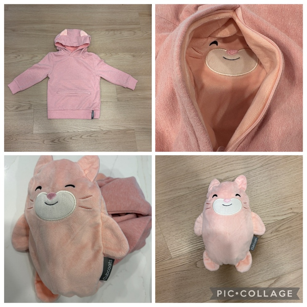CUB COATS - Pink Kids Hoodie - transforms into a cute cat stuffy!